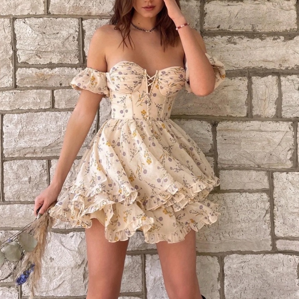 Anthropologie Cream Strapless Dress